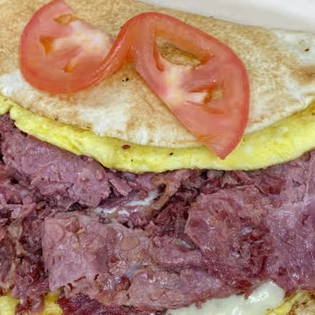 Corned Beef Pita Omelet.