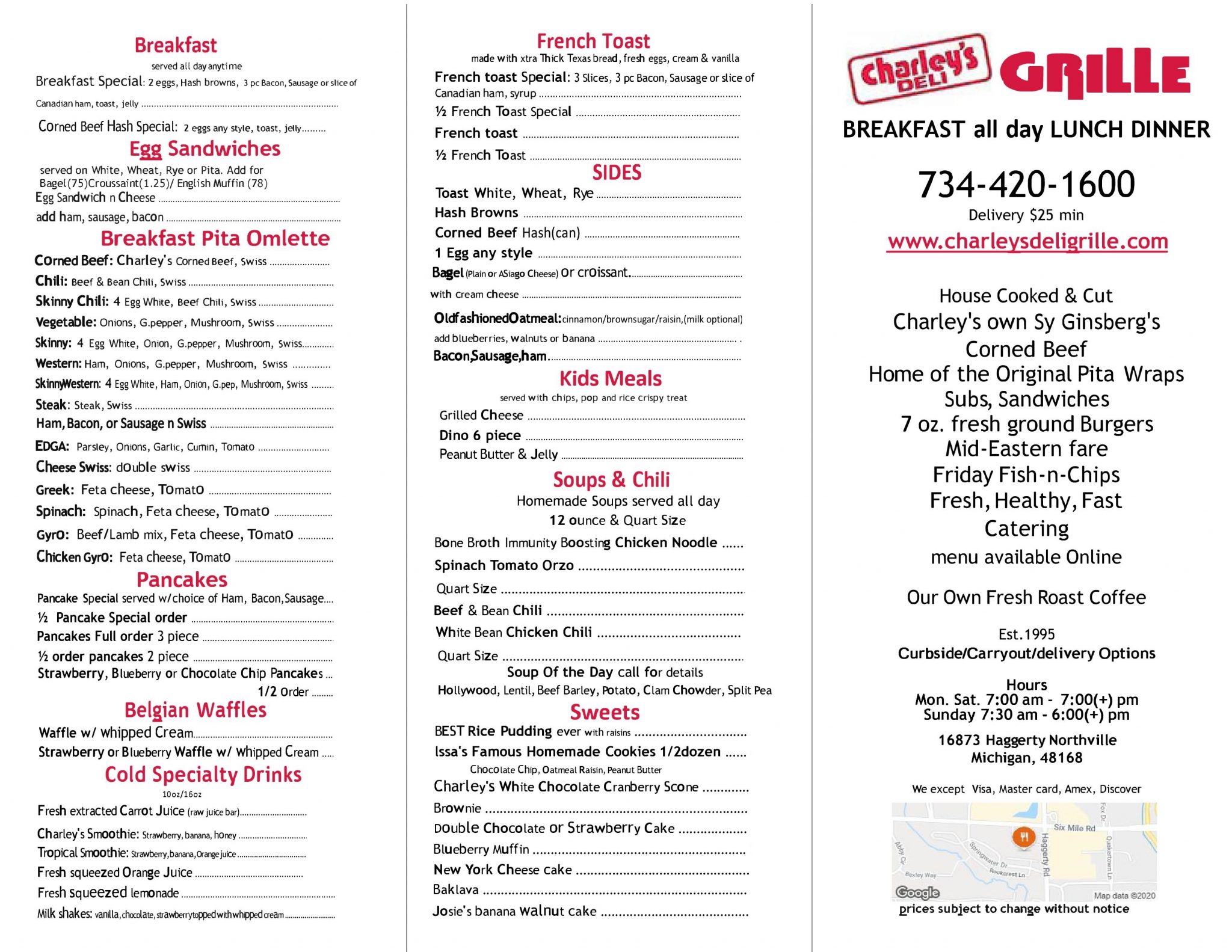 Our Menu | Charley's Deli & Grille